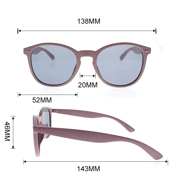 Fashion women polarized lens pink round PC sunglasses LS-P1156