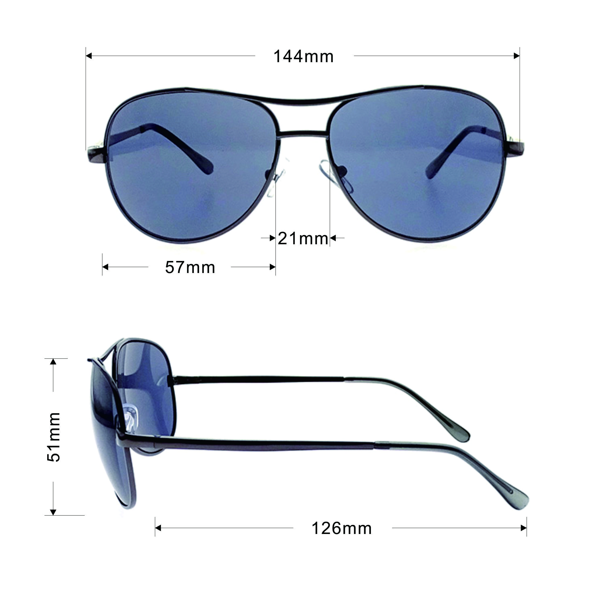 Trendy Black Unisex Sunglasses Aviator Sunglasses Excitednaive LS-M294