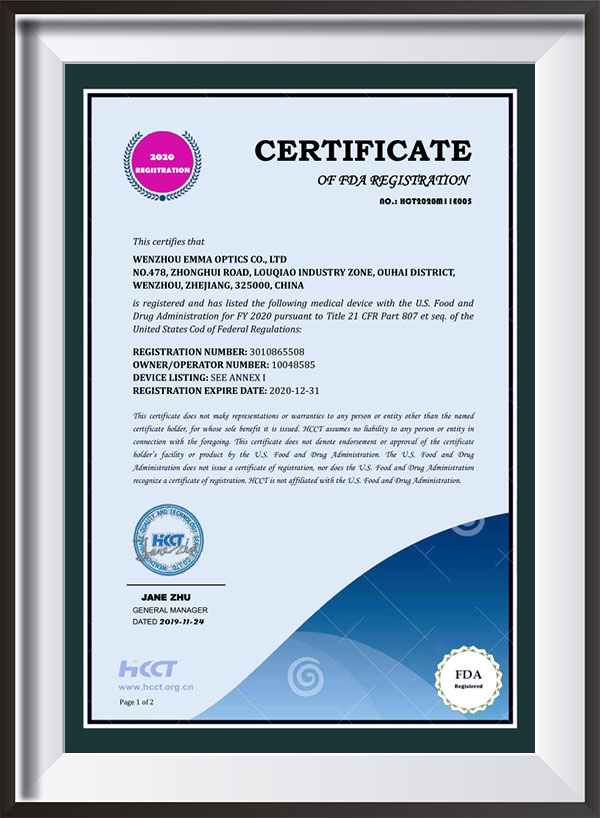 Certification System Emma optics, provide quality solutions for your